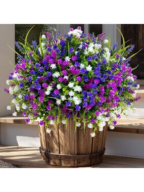 12 Bundles UV Resistant Artificial Flowers | Faux Plants for Garden, Patio
